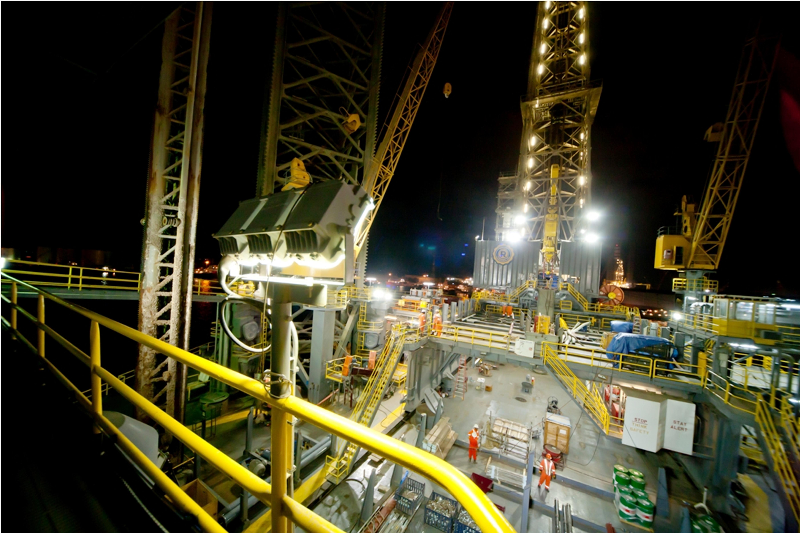 rig deck at night