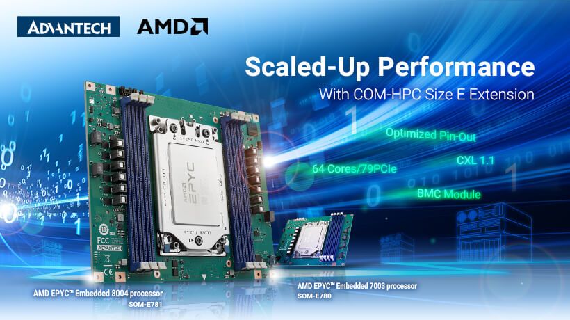 Advantech COM-HPC Size E Extension Scaled Up Performance with AMD EPYC Embedded 8004 Series Processor
