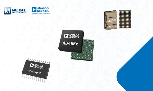 Authorised distributor Mouser electronics stocking wide selection of Analog Devices’ Data conversion, power management and signal conditioning solutions
