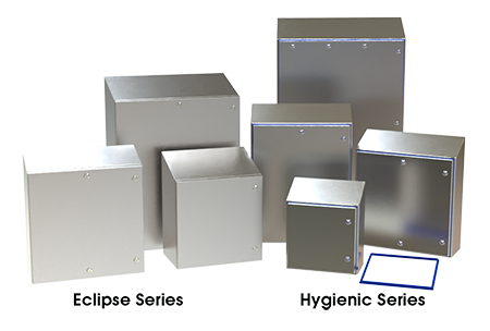 Hammond’s sloped top IP66 Eclipse stainless steel series