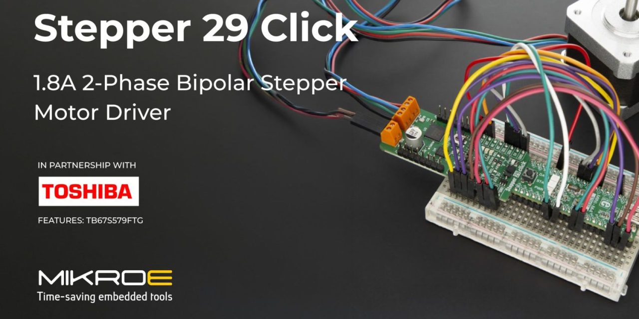 Stepper 29 Click designed for bipolar stepper motor control with configurable advanced microstepping